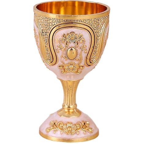 Verre à vin portable, cadeau d'anniversaire facile à nettoyer, ornement, tasse à vin, gobelet pour la maison, accessoires de cuisine et de voyage-Gold White (1/5)