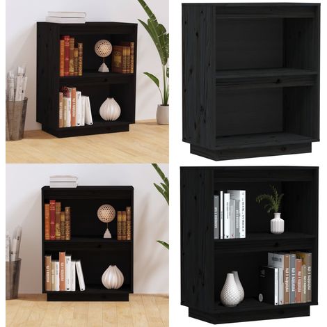 Armoire console Noir 60x34x75 cm Bois de pin solide - Buffet Noir - Meuble Rangement - Armoire Console - Commode Bois - Mobilier Salon - Home & Living
