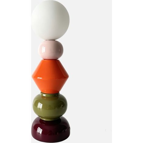 Lámpara de mesa interior de cerámica y vidrio, Ø13cm (1/4)