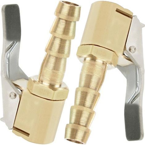 Boquilla de inflado de 2 piezas, boquilla para inflar neumáticos de coche, boquilla infladora con clip, adaptador conector de abrazadera de válvula de inflado, para válvulas de neumáticos, latón, 8 mm (1/5)