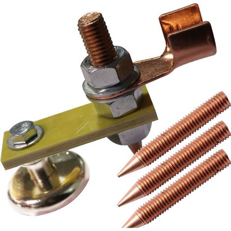 Connecteur de pince de terre magnétique forte avec goujon de tige conductrice pour Machine à souder (1/4)