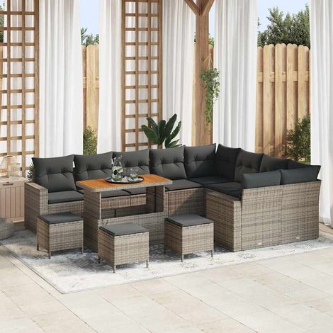 Conjunto de sofá de jardín 13 pcs Gris ratán sintético vidaXL (1/5)