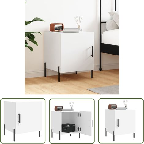 The Living Store Table de chevet blanc 40x40x50 cm bois d’ingénierie - Table De Chevet - Meuble De Chambre - Armoire De Chevet - Commode - Design Moderne (1/5)