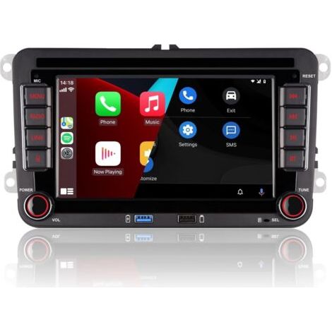 Autoradio double din 7 pouces – CarPlay et Android Auto sans fil – Bluetooth/FM/AM – Puissance élevée pour VW Golf, Passat, Jetta, Caddy, Tiguan (1/5)