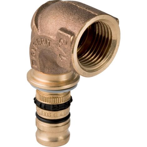 Angle de transition Geberit Mepla en laiton rouge, avec filetage intérieur 16 mm x 3/4