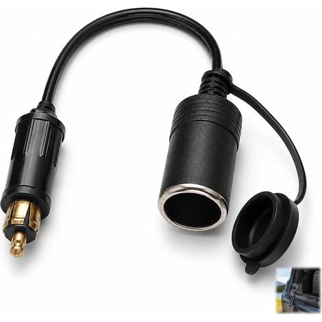 Adaptateur DIN Allume-Cigare 12V 24V, Prise DIN Mâle Européenne vers Allume-Cigare, Câble 18AWG avec Connecteur Mâle et Sortie Femelle, Convertisseur Alimentation pour Moto, GPS (1/5)