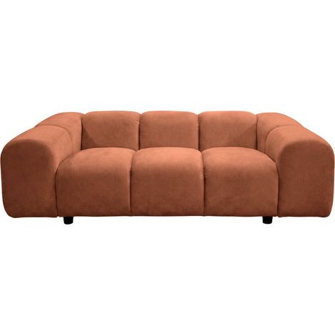 CANDICE - Canapé droit velours lisse 2 places Terracotta (1/5)