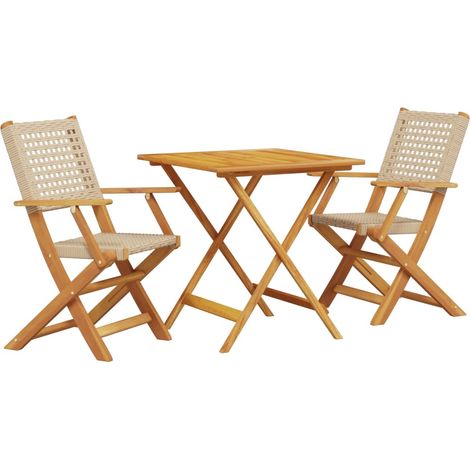 Maison Exclusive - 3-tlg. Bistro-Set Beige Poly Rattan und Massiv