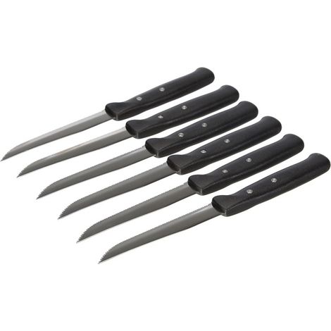 Kaimano ACC0553 Coltelli Bistecca, Acciaio Inossidabile, Nero, 6 unità
