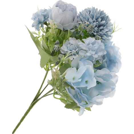 Bouquet of Artificial Peonies, Elegant Decorative Effect, Blue, Made of Silk Fabric and Fade-Resistant Plastic, for Office or Outdoor Decoration (1/5)
