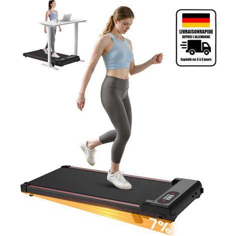 Tapis de course portable de 2,5 HP pour bureau et maison, ultra silencieux et sans installation avec 0,6 à 6,2 MPH, télécommande, écran LED, capacité de 136 kg(noir) (1/5)