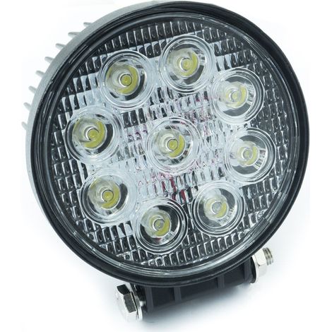 TRADE SHOP - Faro Supplementare Profondita' Auto Fuoristrada 12v Tondo 9 Led 27w 6000k Ip68 - (1/2)