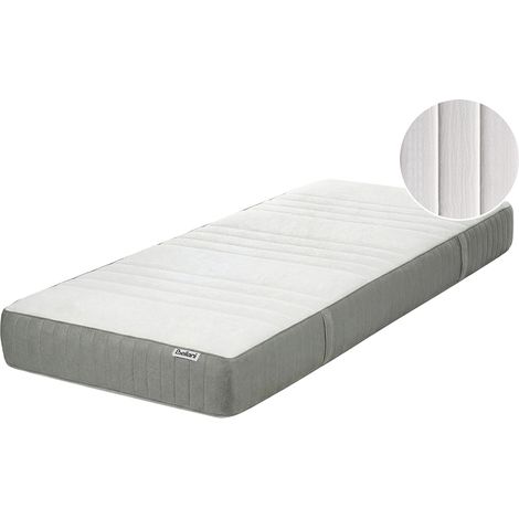 Colchón de espuma viscoelástica duro con funda extraíble de poliéster blanco y gris 80 x 200 cm Fancy (1/5)