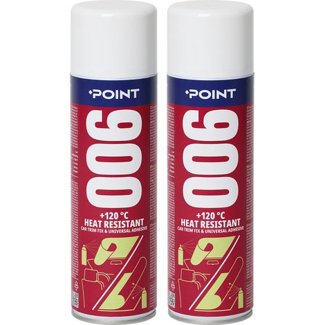 Colle en aérosol haute température POINT 006 +120°C – adhésif résistant à la chaleur – 500 ml – Lot de 2 pièces