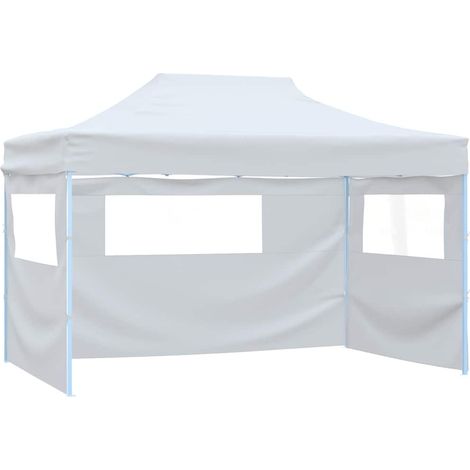 Tente pliable de réception avec 3 parois-Tonnelle pliante 291x413x315 cm Blanc (1/5)
