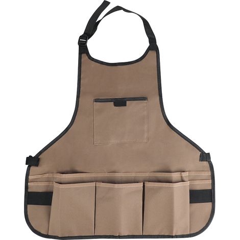 Delantal profesional – delantal de trabajo con bolsillos profundos confeccionado en tejido Oxford 600D (caqui, 61×60 cm, 1 unidad) (1/5)