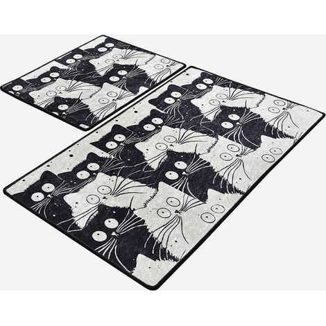 Set rutschfeste Waschbare Badematten White Cats (1/5)