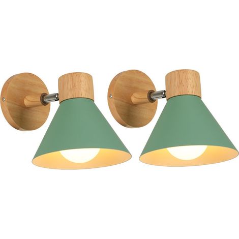 (2X) Applique Murale Interieure Rétro Lampe Murale Métal E27 Applique Murale Vintage Pour Salon Chambre Salle De Bain (Vert) (1/5)