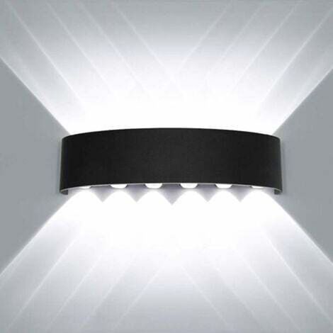 Applique Murale Interieur LED 12W Noir en Aluminium, Lampe Murale Moderne Up Down Spot Lampe pour Salon Chambre Hall Escalier Pathway (Blanc froide) (1/5)