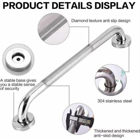 Barre D Appui - Acier Inoxydable SUS 304 - Pour Salle De Bain Douche Baignoire Toilettes - 40 Cm (1/4)