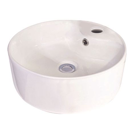 ONDEE ZEN - Vasque ronde bord droit à poser PAT - Blanc - 40cm - Céramique - Avec trop plein (1/4)
