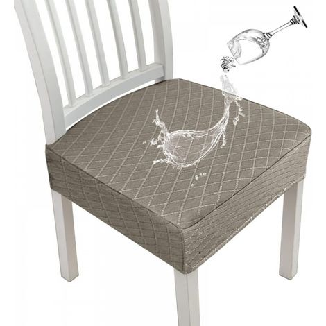 6 pièces de housses de siège de chaise de salle à manger à grille de diamant gris-brun 35355 cm, housses de chaise de cuisine de salle à manger extensibles (1/5)