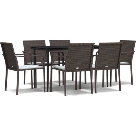 Maison Exclusive - Set Pranzo da Giardino 7 pz con Cuscini in Polyrattan e Acciaio