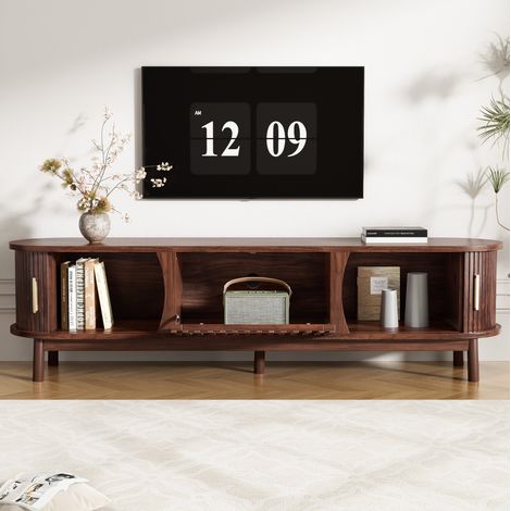Mobile TV 165x39.5x46 cm marrone in MDF con ante scorrevoli e anta a ribalta (1/5)