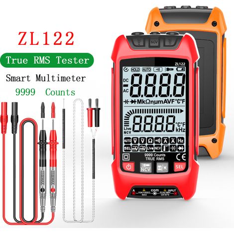 Multimètre numérique avec écran LCD rétroéclairé, portable, professionnel, True RMS, résistance à la tension, testeur de fréquence, mesure de la température avec lampe de poche et fonction d'arrêt aut (1/5)