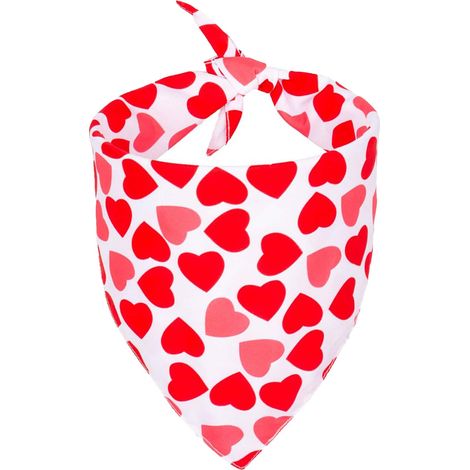 Ensemble de bandana assorti pour la Saint-Valentin pour chiens, foulard triangle réversible pour chiens de petite, moyenne et grande taille, taille ajustable - Cadeau blanc (1/5)