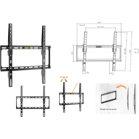 Support TV mural  extra-plat  (32 à 75 pouces) – ,  pour écrans Plats LED, LCD, OLED et incurvés.