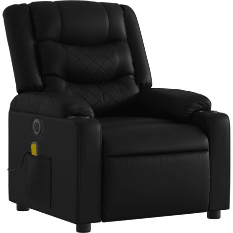 Poltrona relax TV reclinabile elettrica funzione massaggio 6 punti massaggio in PVC nero DEC027216