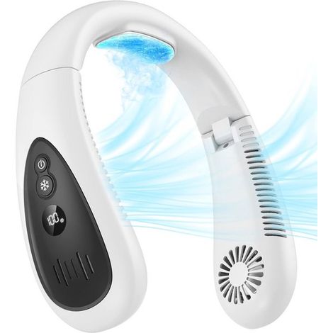 Ventilatore da collo portatile con raffreddamento a semiconduttore, ricaricabile e con porta USB. (1/5)
