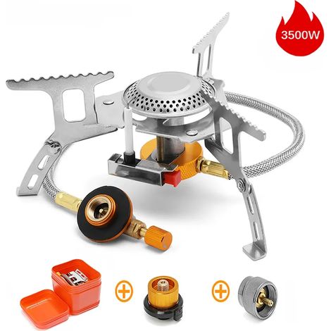Réchaud à gaz de camping puissant, résistant au vent, brûleur touristique portable, réchaud de camping, équipement de chauffage pour pique-nique et randonnée en plein air, réchauds de cuisine portable (1/5)
