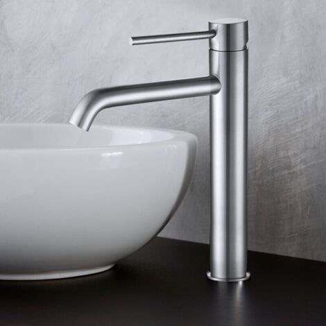 Robinet Salle de Bain, Mitigeur de Lavabo Bec 45°,Chaud Froid Réglable,Robinet Lavabo en Acier Inoxydable - Chromé (1/4)