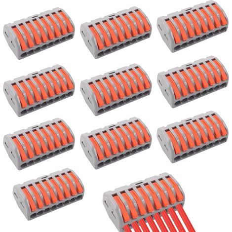 Compact Wire Connector, 250V 32A 8 Pin Cable Connectors Up to 4mm², 8 Conductor Terminal Blocks, 8 Port Electrical Terminals, Lever-Nut Electrical Connections (1/5)