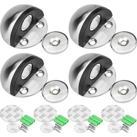 Butoir de porte en acier inoxydable Butée de Porte Magnétique, Arrêt de Porte Adhesive Avec Vis de Montage et 3M Colles Pour Protéger la Porte et Mur