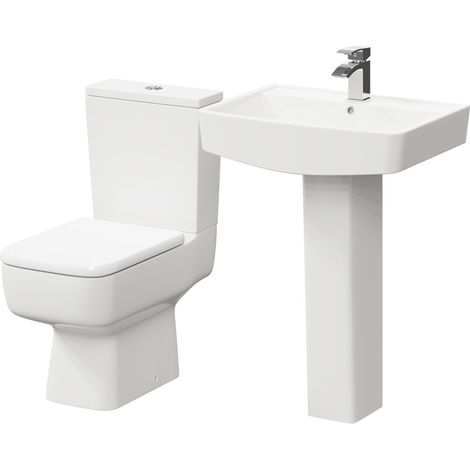 Paulo 600mm Full Pedestal Basin and Toilet Suite (1/5)