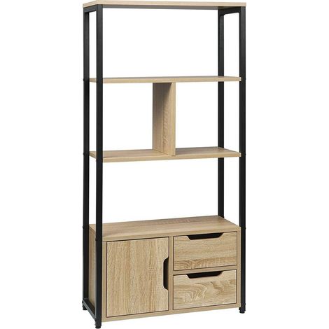 WOLTU Standregal Bücherregal mit Schrank 58x24x120cm eiche hell (1/5)