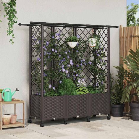 Teenpull – Hochbeet mit Rankgitter und Dach Braun 163,5 x 40 x 142 cm PP (1/5)