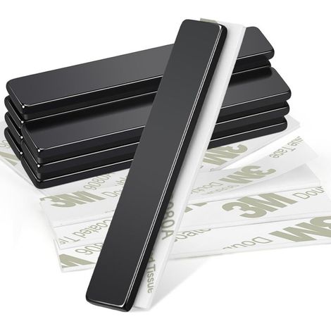 8 Pièces Aimant Néodyme 60x10x3mm Noir, Adhésif Fort Rectangulaire Pour Atelier, Entrepôt Et Cuisine (1/5)
