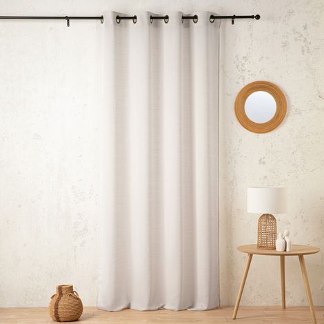 Voilage uni en laine avec oeillets Ecru 140x240 cm