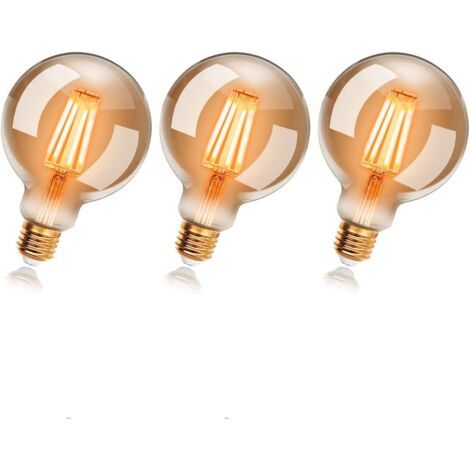 Ampoules LED 6W Edison Vintage G80, Blanc Chaud 2200K E27, Equivalent à Ampoule Incandescente 48W, Ampoule Rétro à Filament, Rétro Antique Lampe décorative, Non-Dimmable, Lot de 3 (1/5)