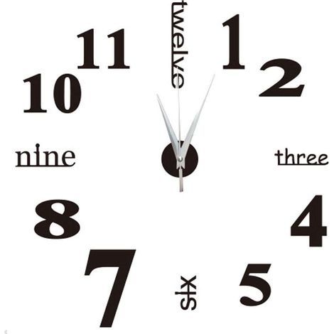 Horloge Murale Muette Pendule, Murale de Mode Moderne Horloge Murale sans Cadre 3D Miroir Autocollant Bureau Hôtel Décoration de La Maison DIY Horloge Murale (Noir) (1/4)