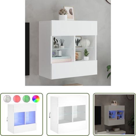 LED-Leuchten - TV-Wandschrank mit LED-Leuchten Weiß 58,5x30x60,5 cm (1/5)