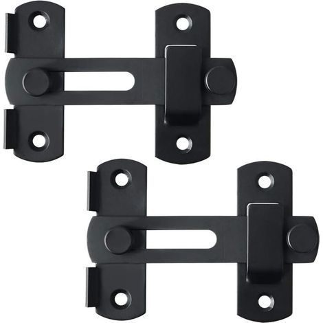 Verrou de Porte Coulissante Serrure de Porte Loquet à Bascule Boulon de Verrouillage de Boucle avec Vis pour Porte, Fenêtre, Placard et Jardin, Noir Mat en Acier Inoxydable, 2 Pcs (1/5)