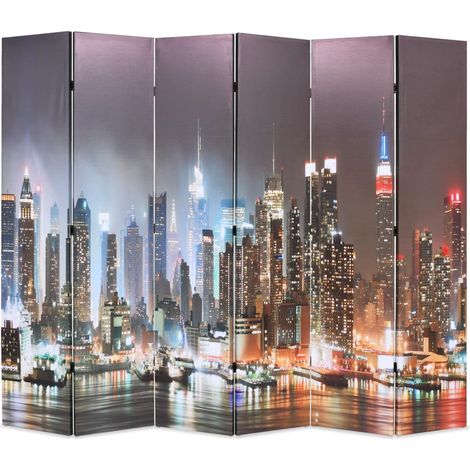 Raumteiler klappbar 228 x 170 cm New York bei Nacht
