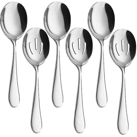 Cuillères de service et cuillères à égoutter, ensemble de cuillères de service en acier inoxydable de 22 cm (8,7 pouces). (1/5)