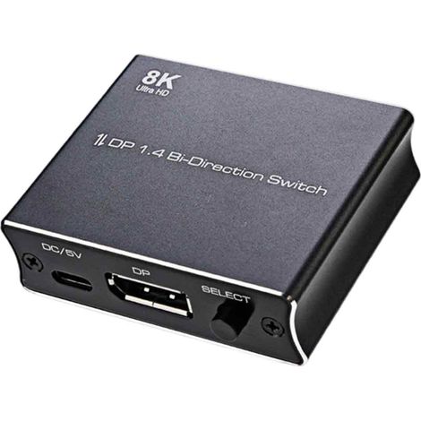 Commutateur DisplayPort bidirectionnel 8K 30Hz, répartiteur DP 1.4 en aluminium, pour PC et double écran (1/5)