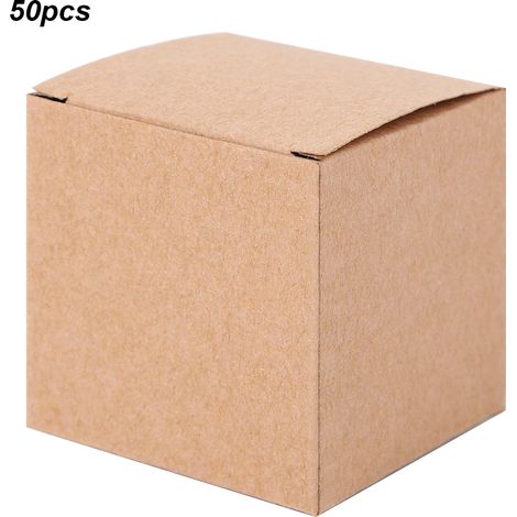 Coffret de 50 boîtes cadeaux vintage pliables en papier kraft, idéal pour Noël/les mariages, 50 boîtes/coffret (ficelle non comprise) (1/5)